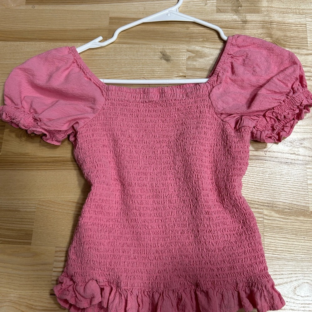 Girls Cat & Jack Coral Smocked Puff Sleeve Top